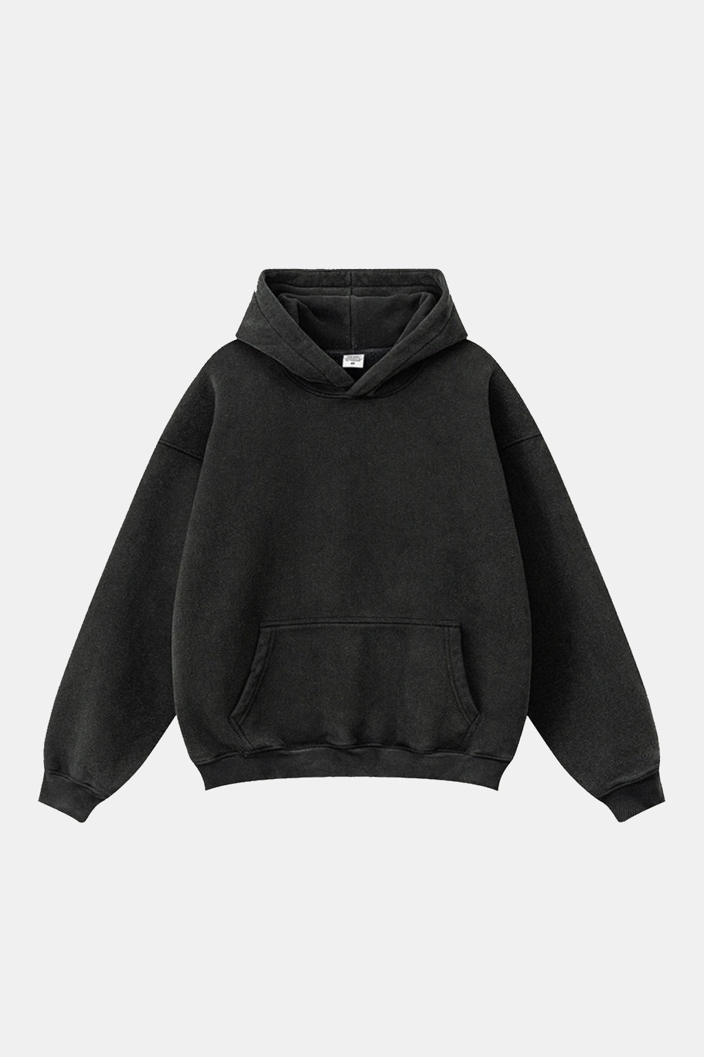350gsm Sweatshirt - plain black heavyweight fleece hoodie, front view