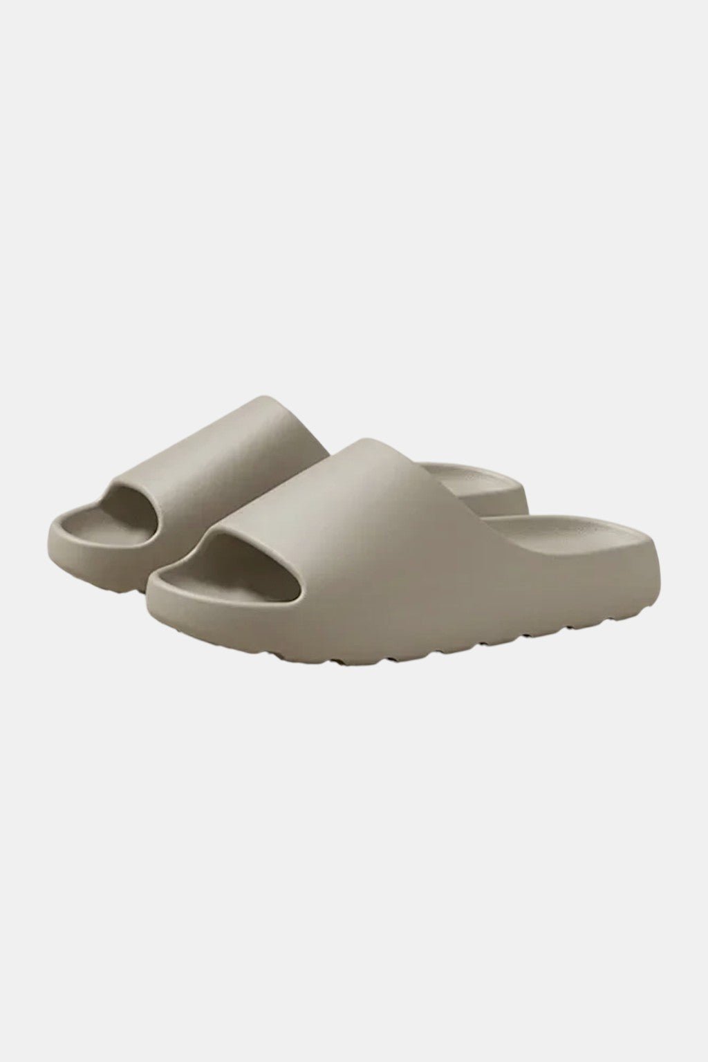 Beige Slides - beige molded slide sandals, front view