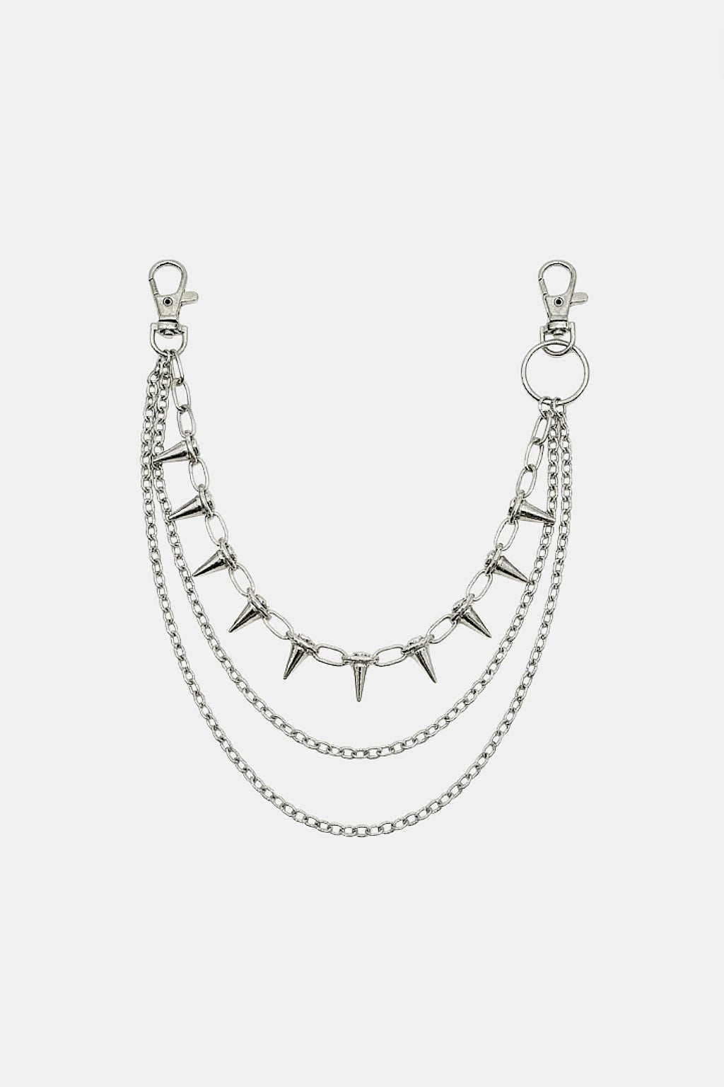 Biker Pants Chain - silver chain accessory with spike detailing, front view