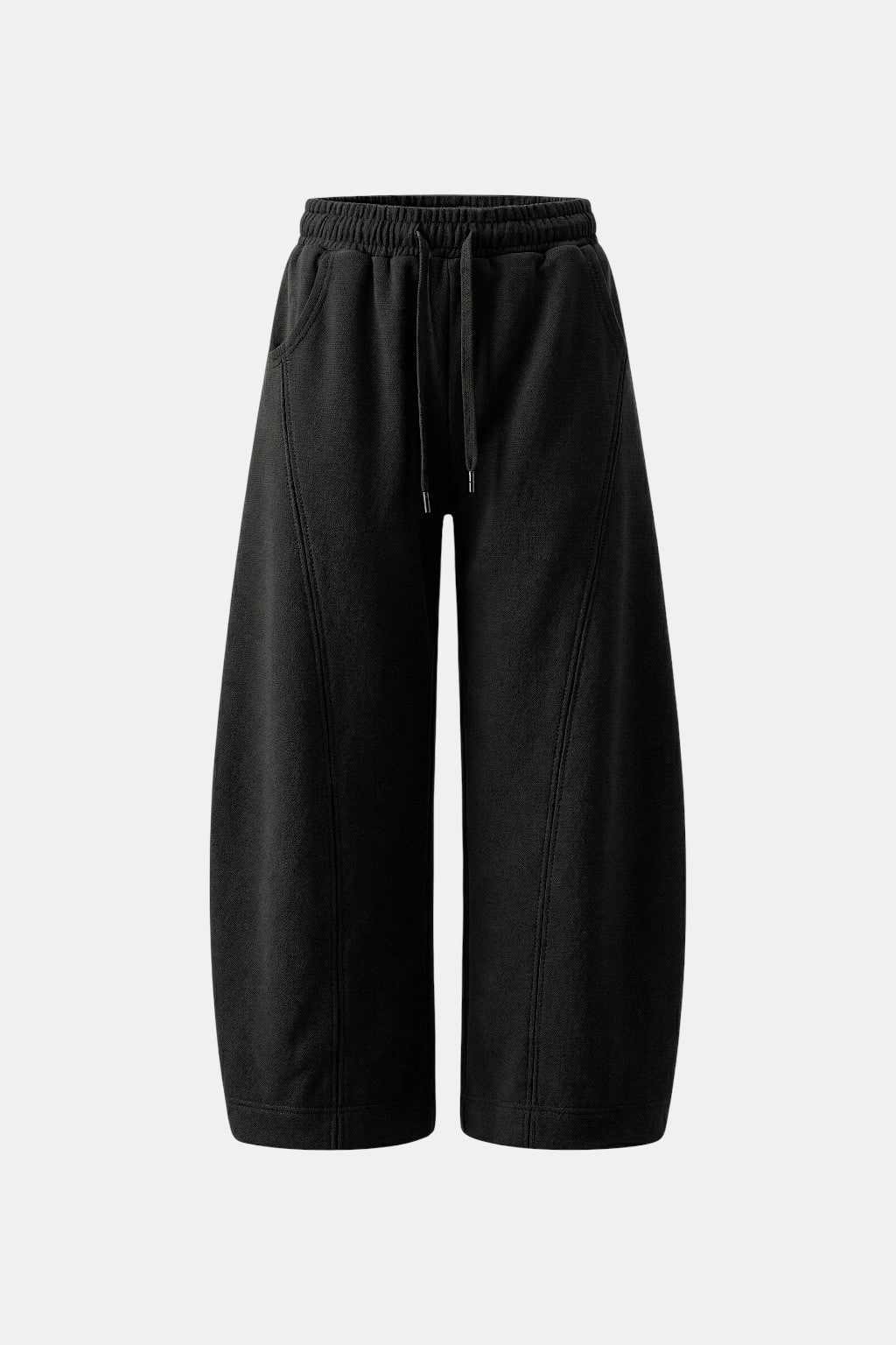 Black Barrel Joggers - black barrel leg joggers, front view
