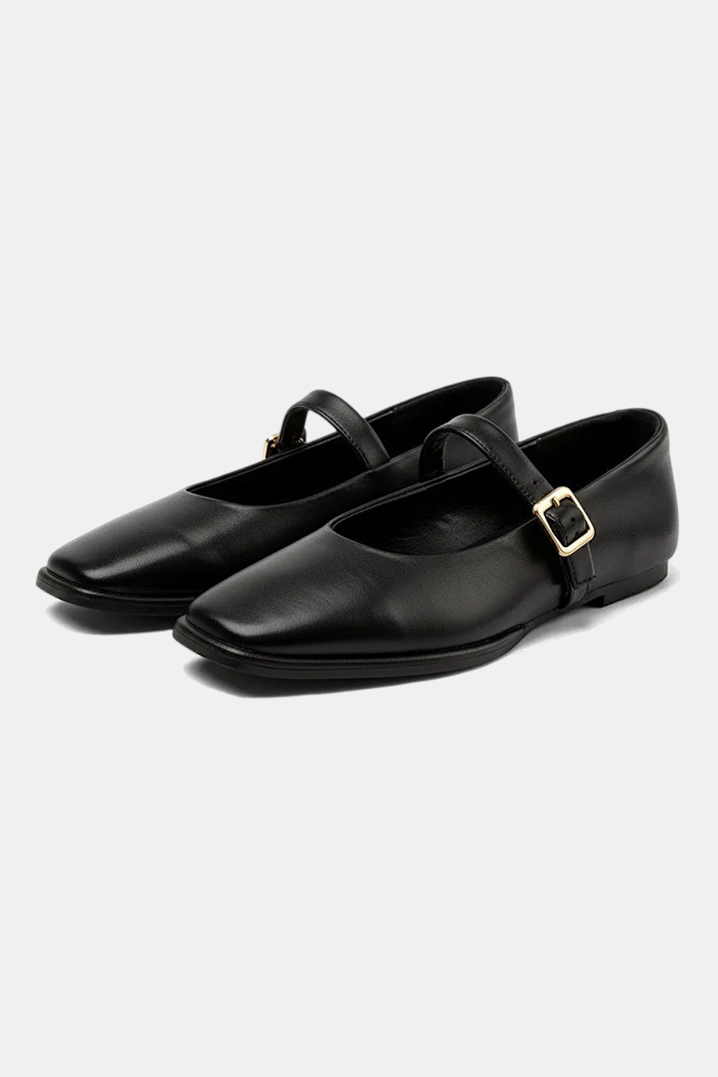 Black Mary Jane - matte black flat Mary Jane shoes, front view