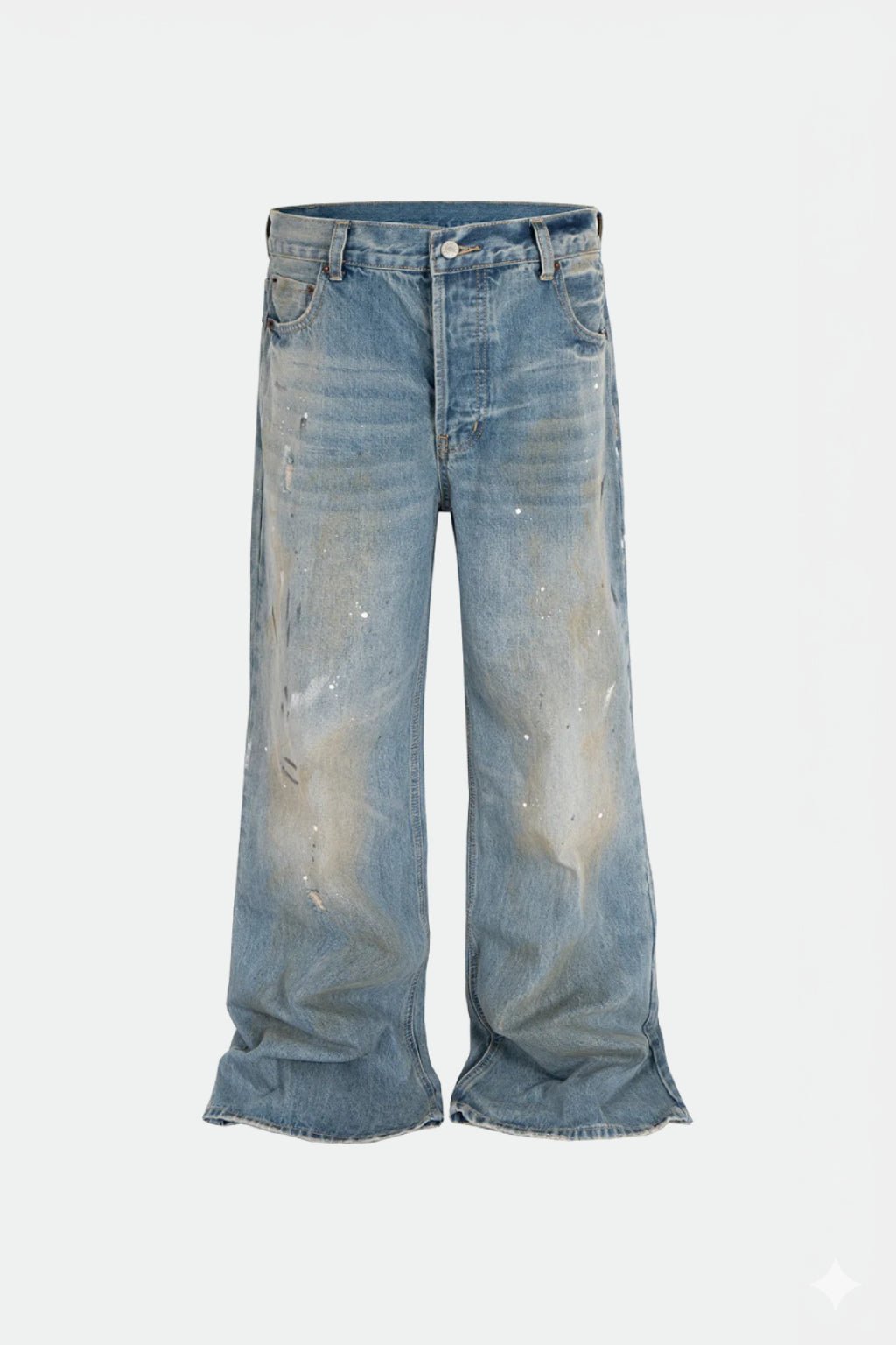 Blue Barrel Jeans - classic blue wash barrel leg jeans, front view