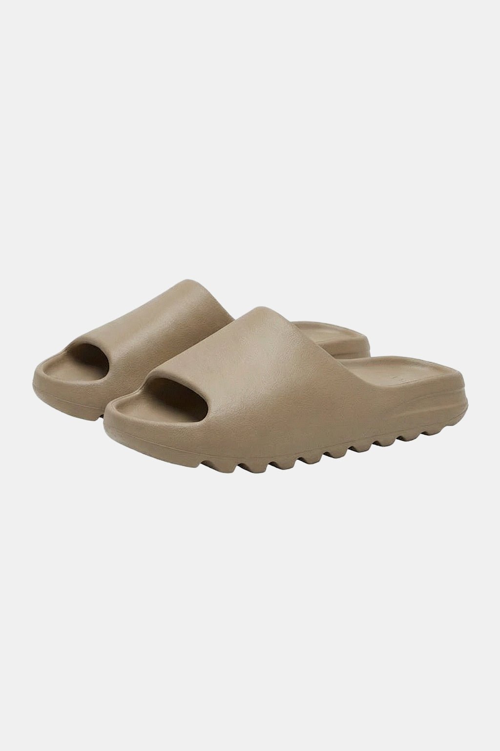 Brown Slides - brown molded slide sandals, front view