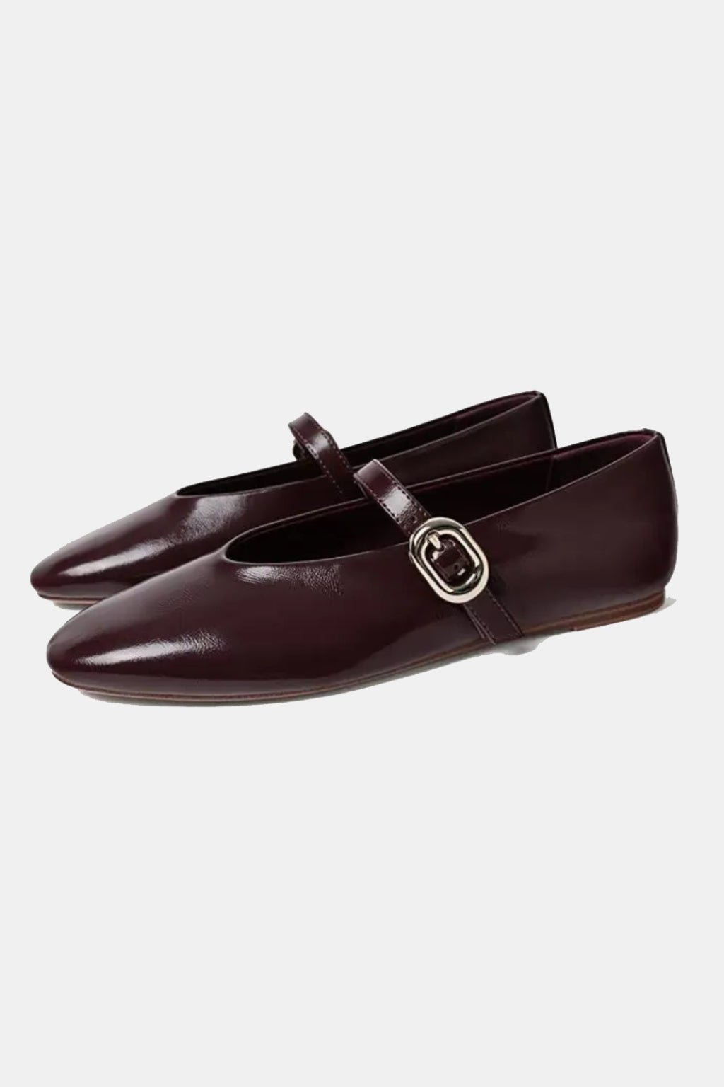 Burgundy Mary Jane - deep burgundy patent Mary Jane flats, front view