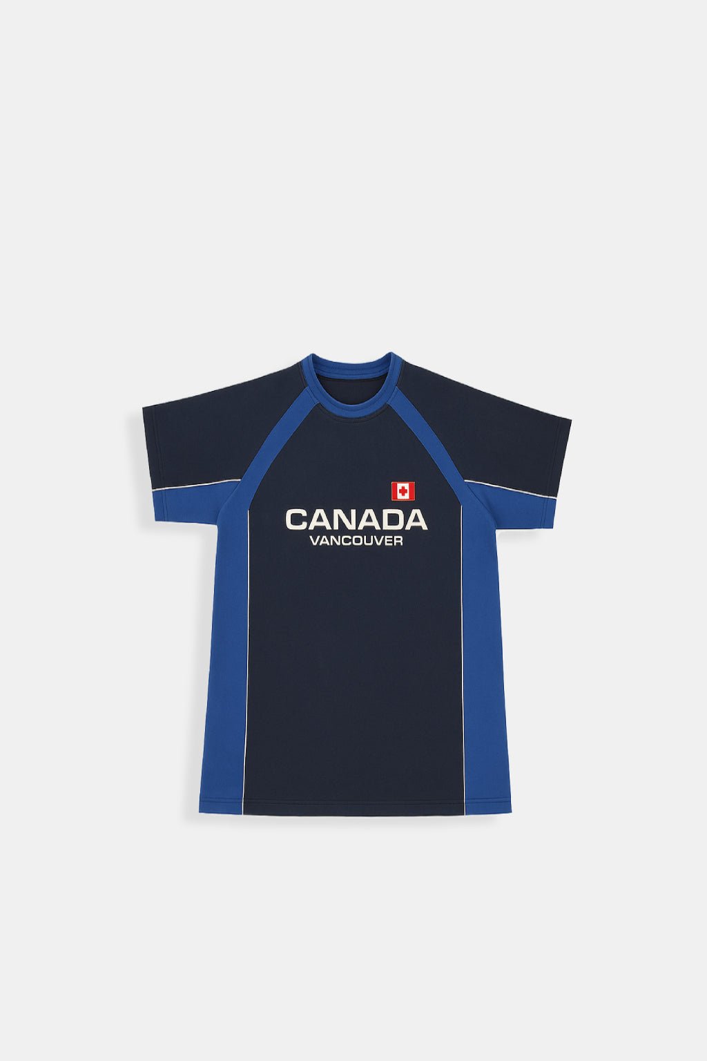 Canada T Shirt - navy and red jersey style t-shirt with Canada Vancouver graphic, front view
