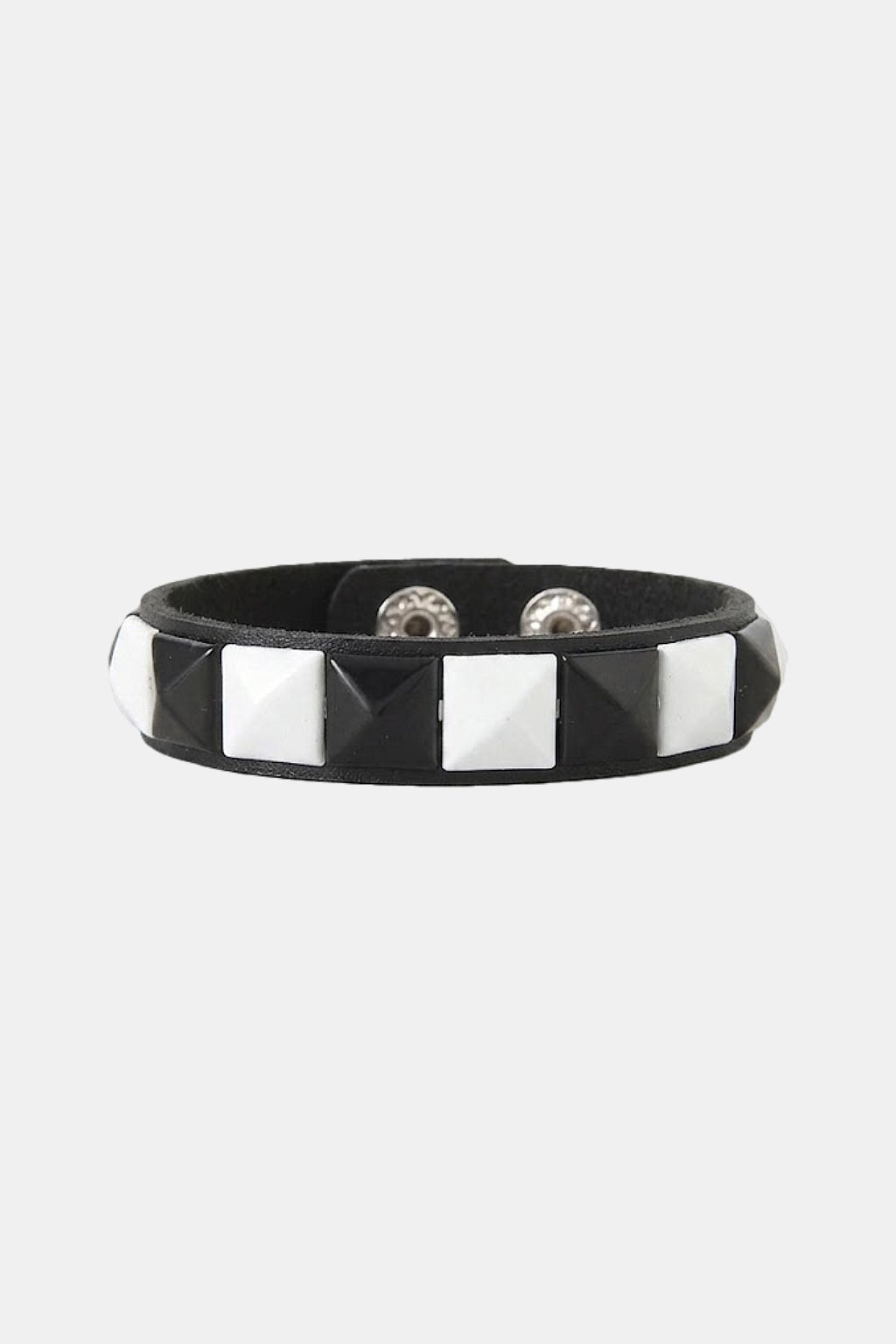 Checkerboard Bracelet - black and white checkerboard studded bracelet, front view