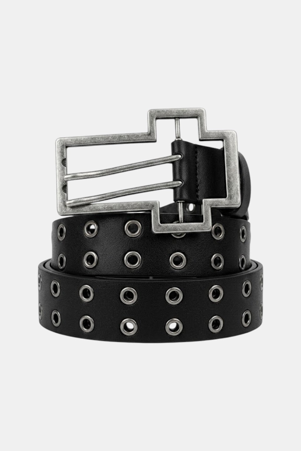 Christian Cross Belt - black belt with large cross buckle, front view