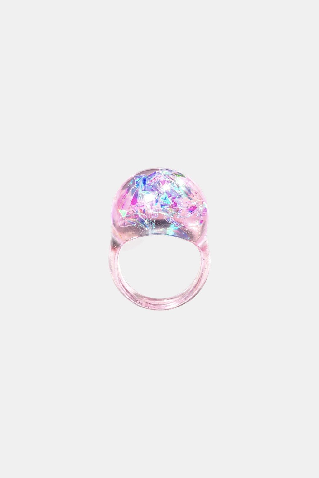 Chunky Resin Rings - pink purple marbled resin dome ring, front view