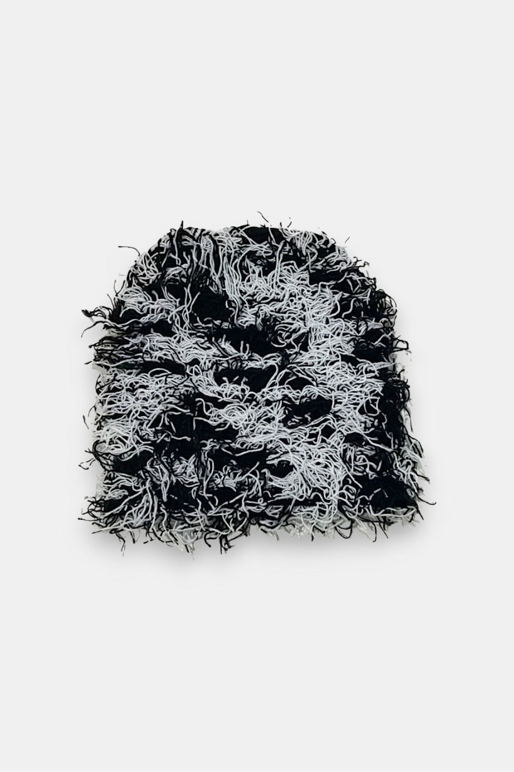Distressed Beanie - grey knit beanie with natural fading and fraying, front view