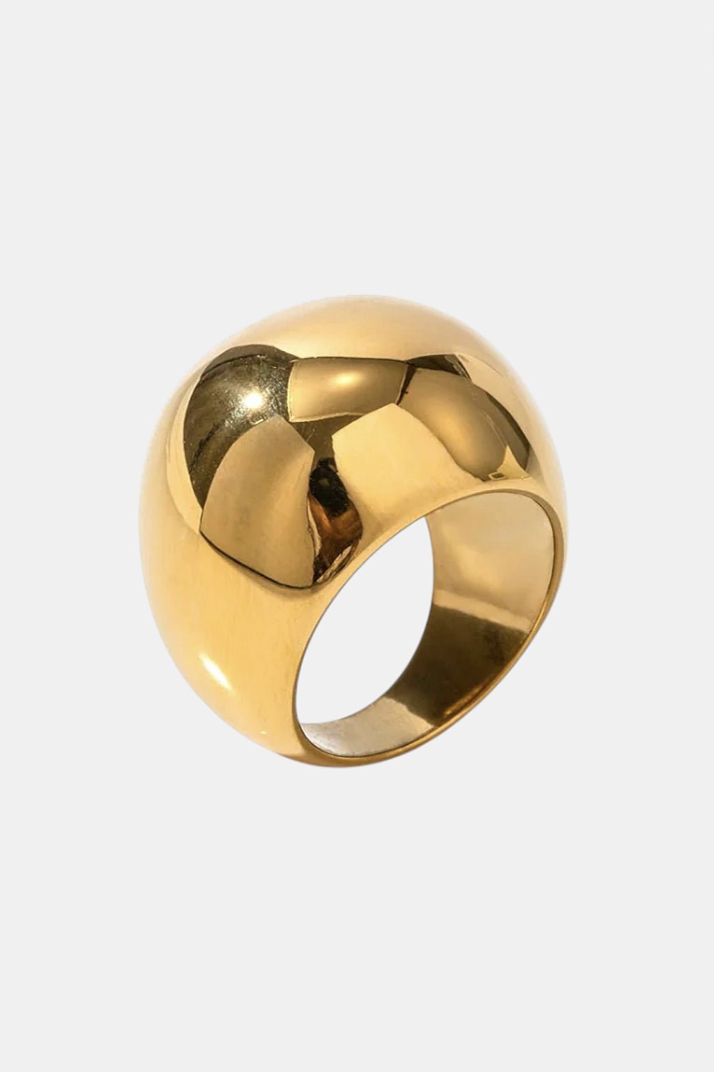 Dome Ring - polished gold dome ring, front view