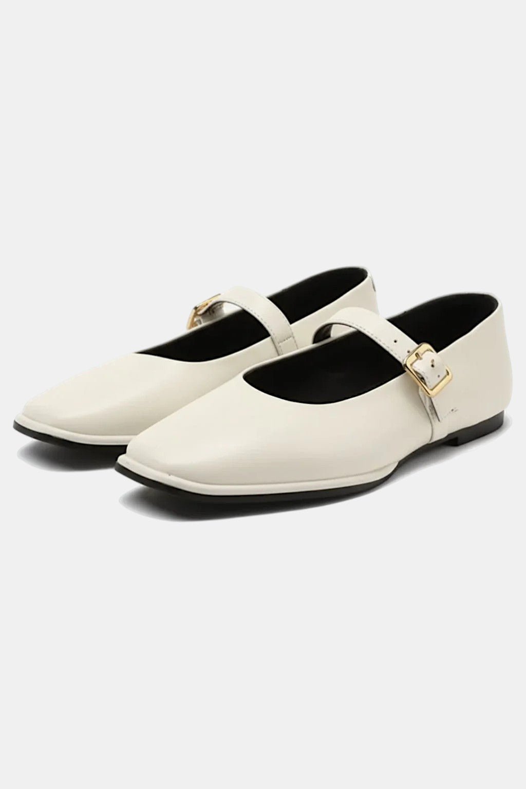 Ecru Mary Jane - ecru cream flat Mary Jane shoes, front view