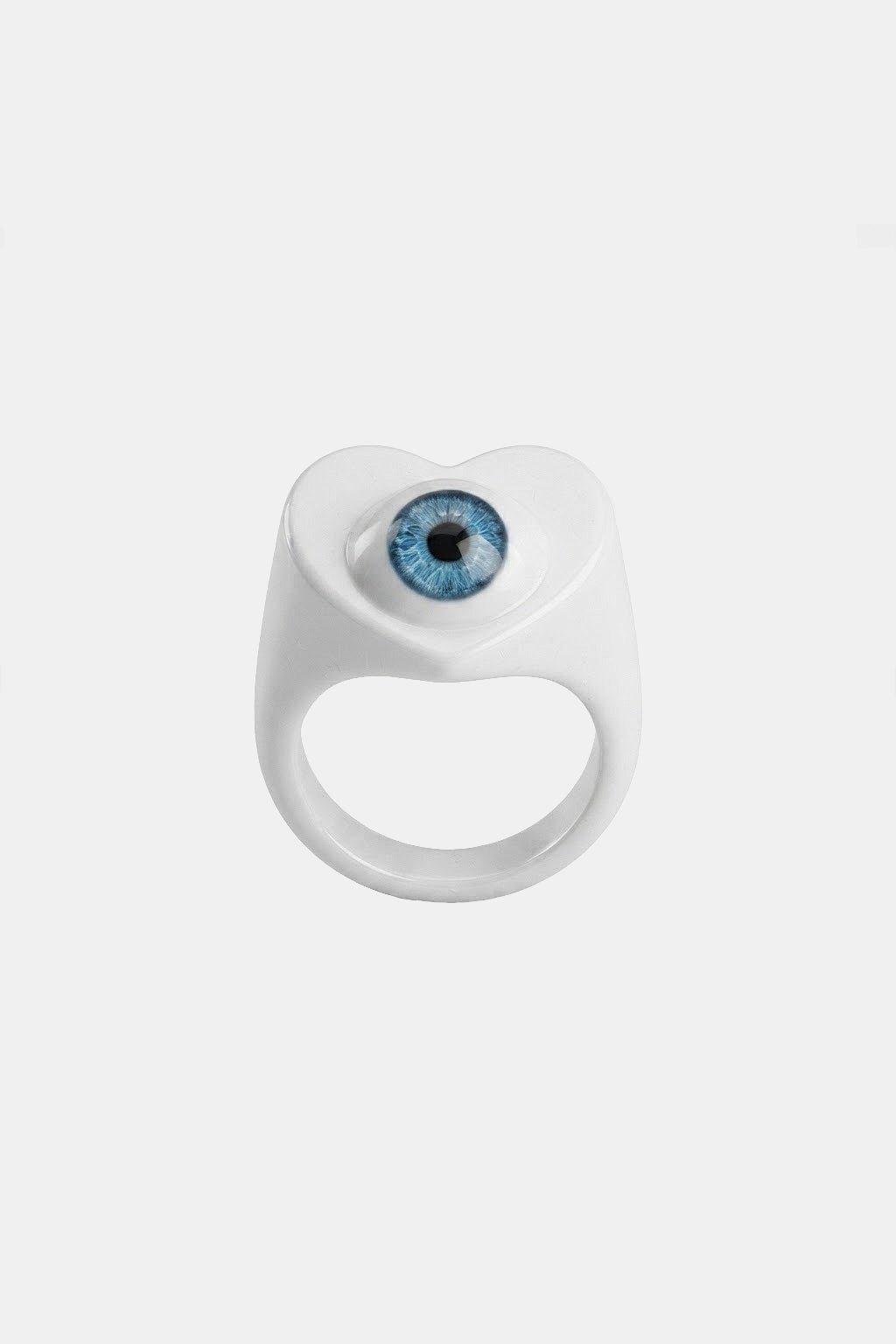 Eye Ring - white dome ring with dimensional eye detail, front view