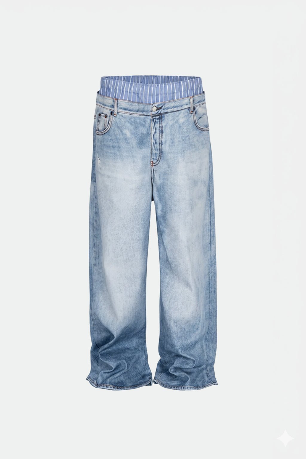 Faded Baggy Jeans - light wash wide leg jeans with natural fade, front view