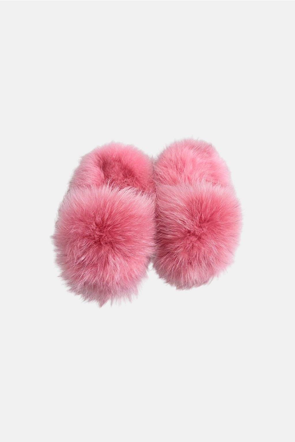 Fur Sandals - pink fluffy faux fur thong sandals, front view