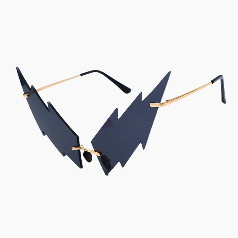 Futuristic Sunglasses - navy lightning bolt shaped sunglasses, front view
