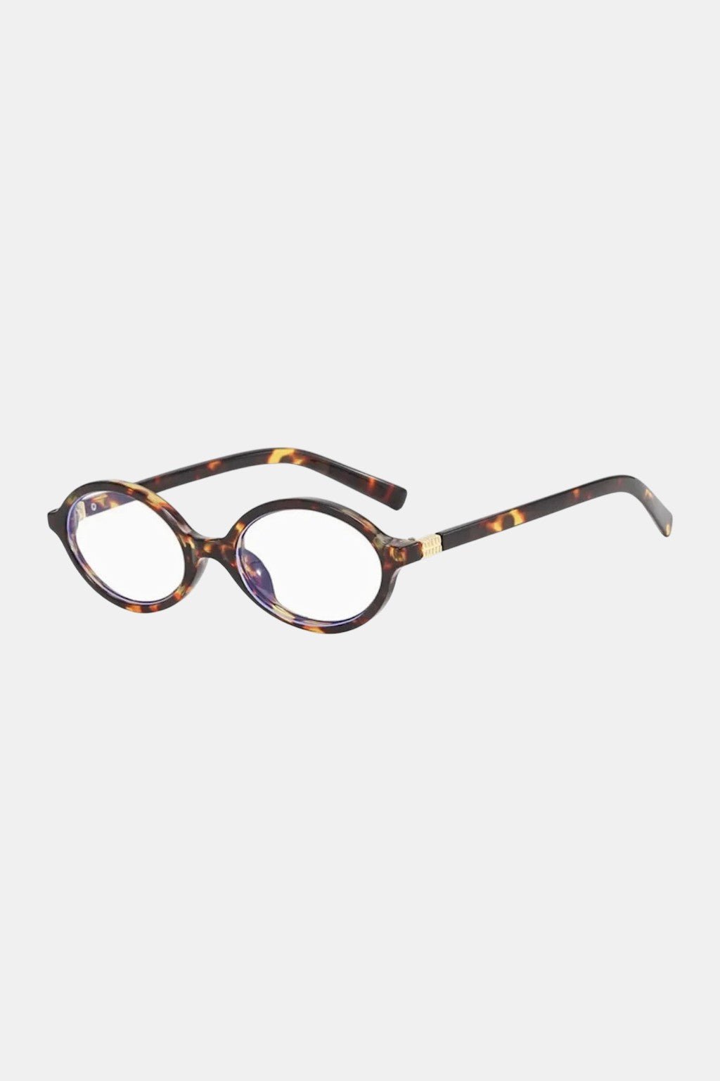 Leopard Glasses - small oval leopard tortoiseshell cat eye glasses, front view