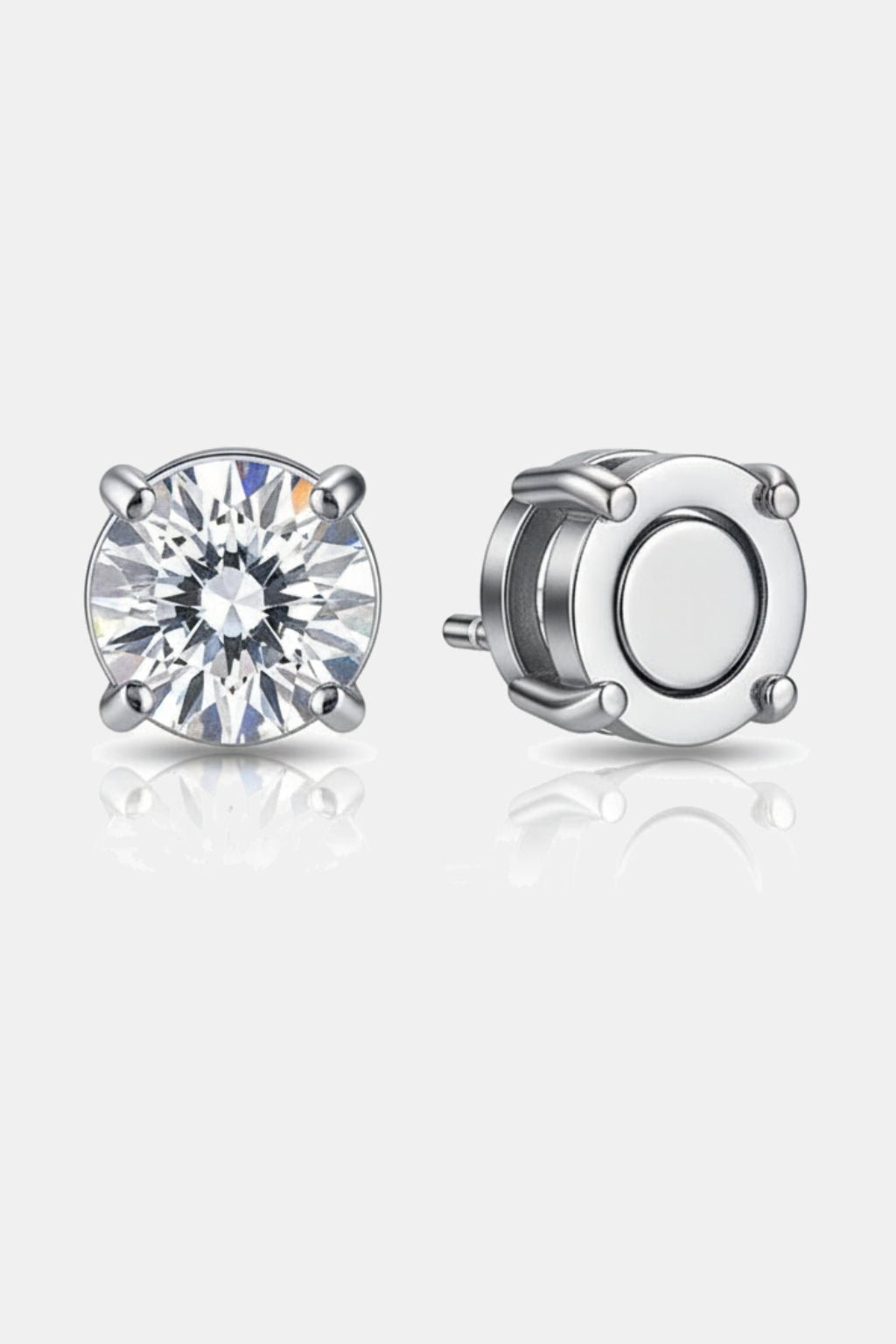 Magnetic Men's Earring - clear stone stud with magnetic closure, front view