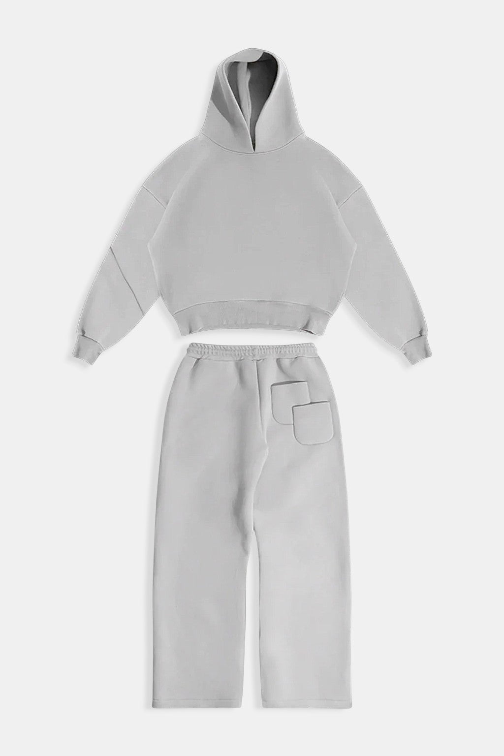Normcore Joggers - grey cropped hoodie and matching joggers set, front view