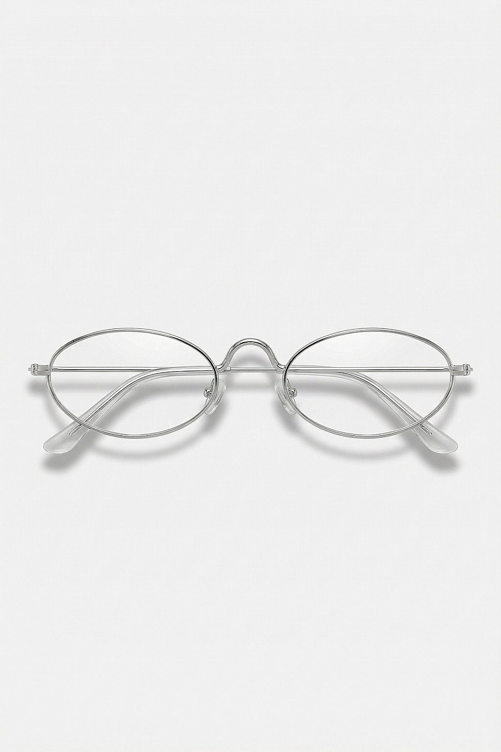 Office Siren Glasses - silver wire frame oval glasses, front view
