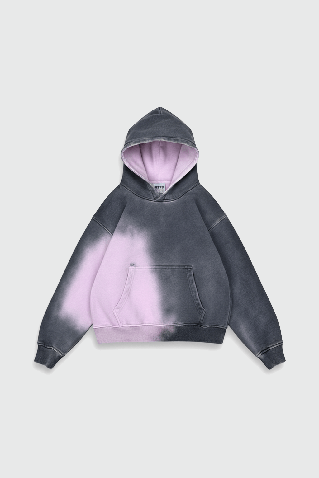 Ombre Sweatshirt - charcoal grey to lavender ombre gradient hoodie, front view