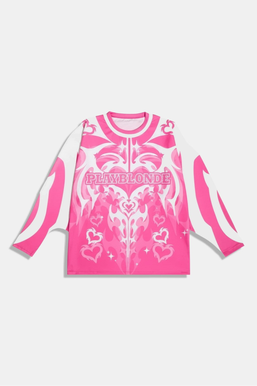 Pink American Football Jersey - pink gradient jersey with flame graphic, front view