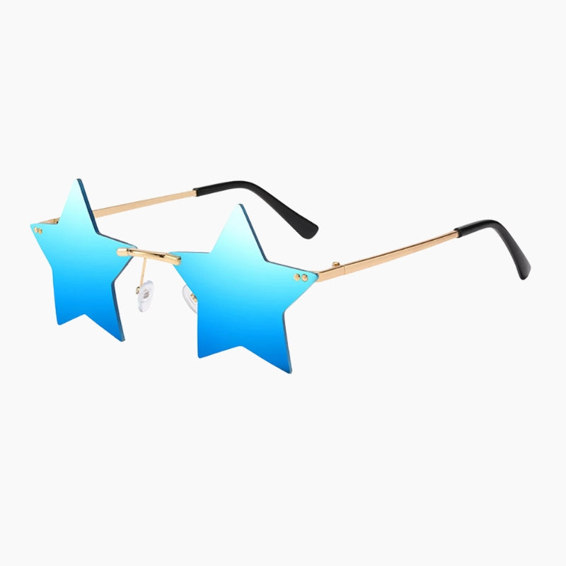 Pop Star Sunglasses - blue gradient star shaped lens sunglasses, front view