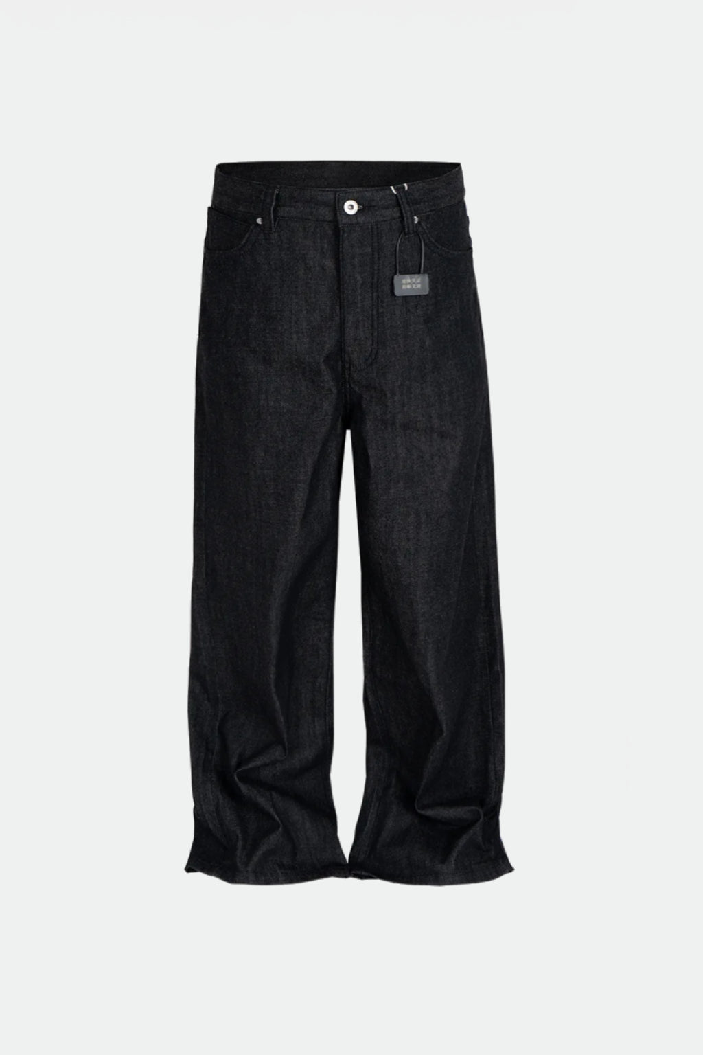 Raw Baggy Jeans - light wash wide leg jeans with raw unfinished hem, front view