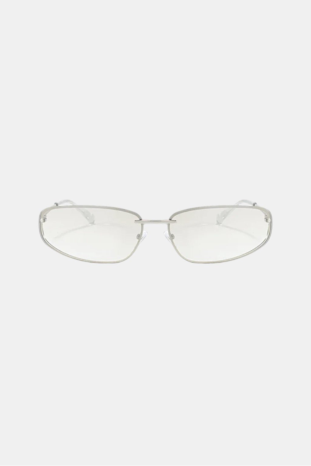Silver Rectangle Sunglasses - thin silver metal rectangular sunglasses, front view