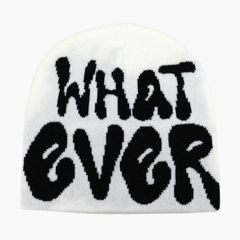 Streetwear Beanie “Whatever” – Bold Logo Knit Beanie for Urban Style
