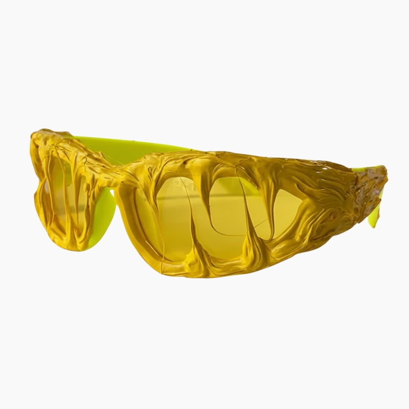 Streetwear Sunglasses - gold mirrored shield sunglasses, front view