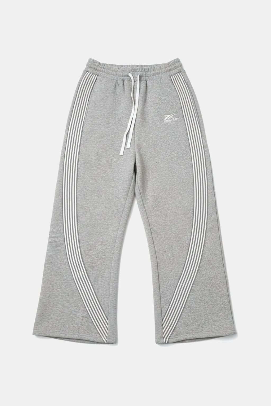 Striped Joggers - grey joggers with racing stripe detail down legs, front view