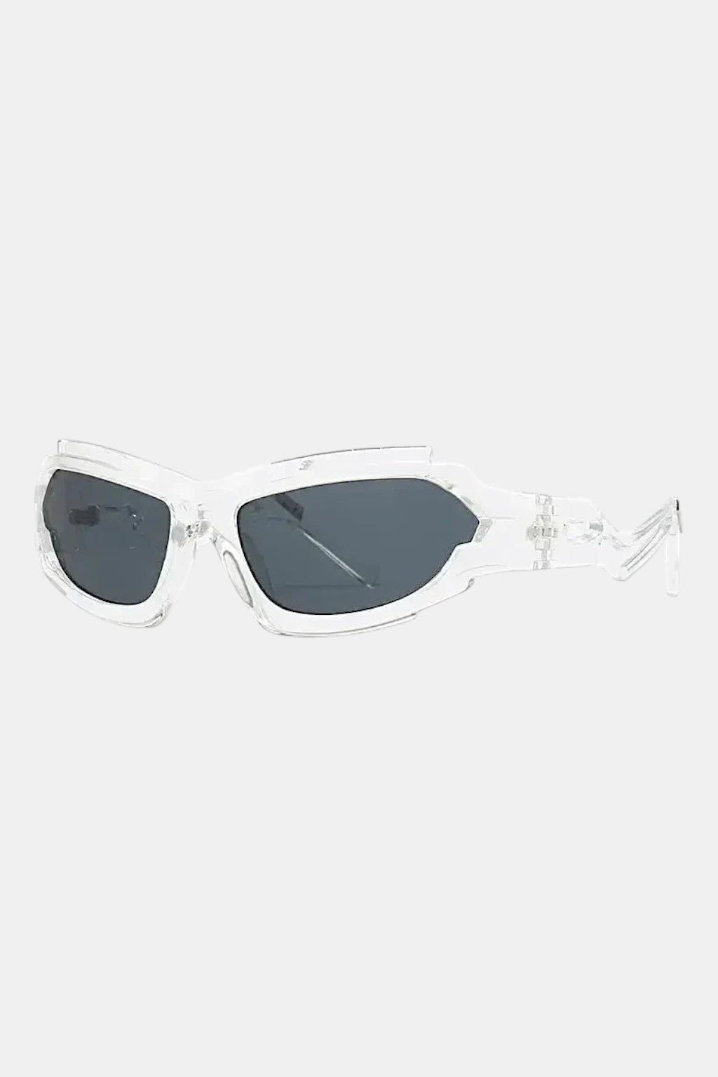 Techwear Sunglasses - clear frame angular sunglasses, front view