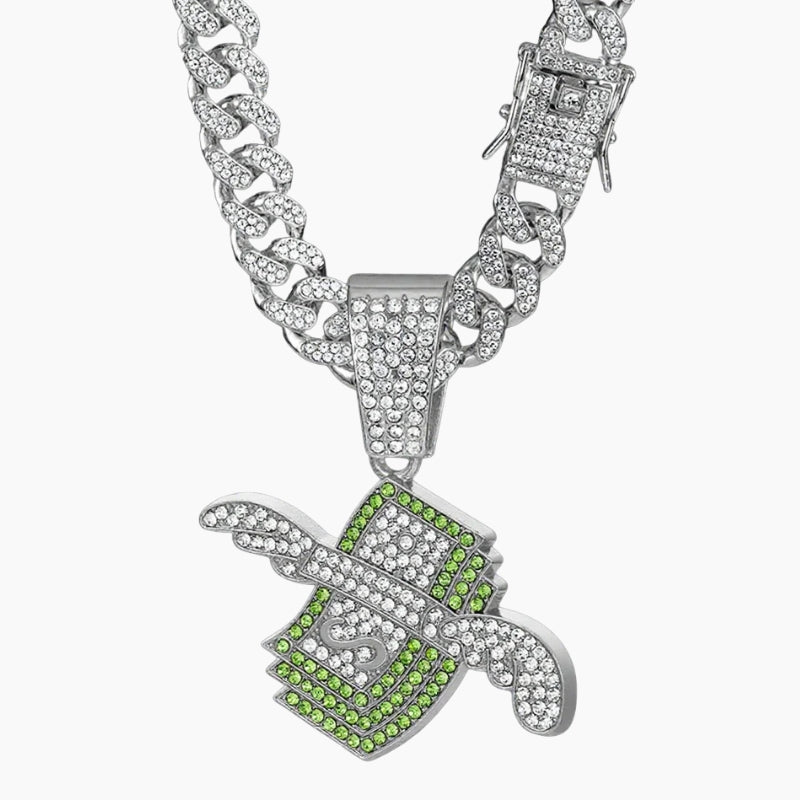 VVS Style Iced Money Stack Pendant Chain – Y2K Iced Cash Necklace, vvs atlanta​