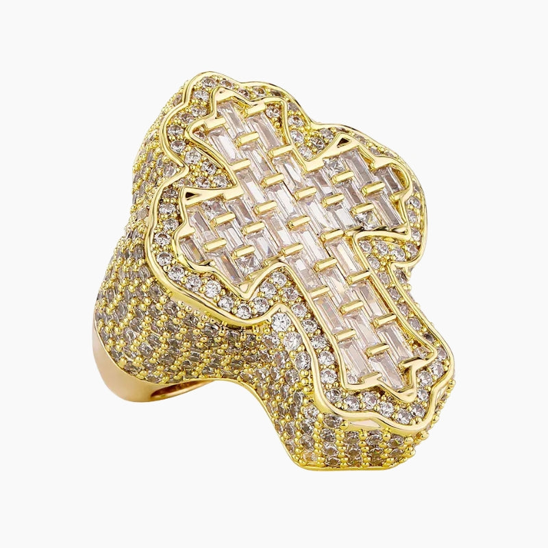 VVS Style Iced Woven Cross Ring – Y2K Iced Cross Jewelry
