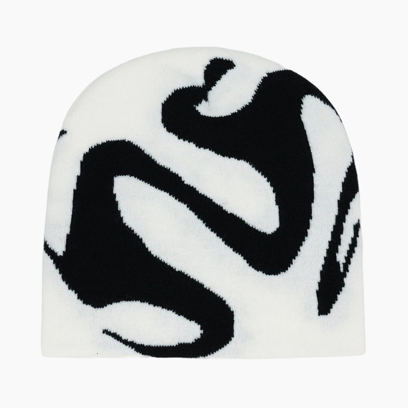 Waveform Beanie – Abstract Pattern Knit Beanie for Y2K Streetwear