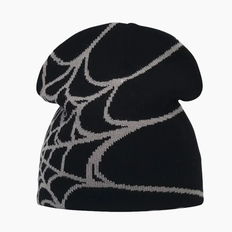 Webcore Beanie – Spider Web Knit Beanie for Y2K Streetwear Style