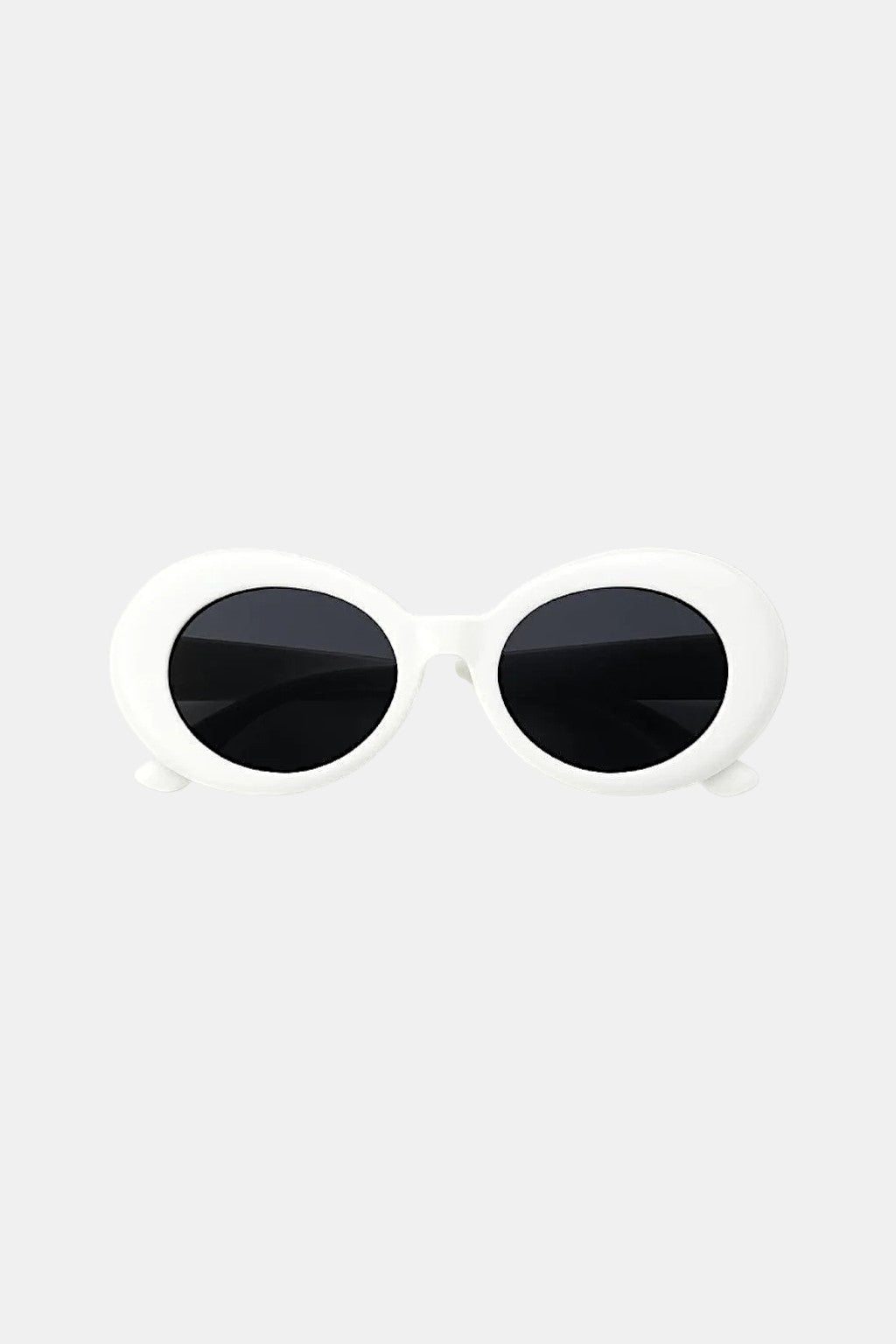 White Oval Sunglasses - white thick framed oval sunglasses, front view