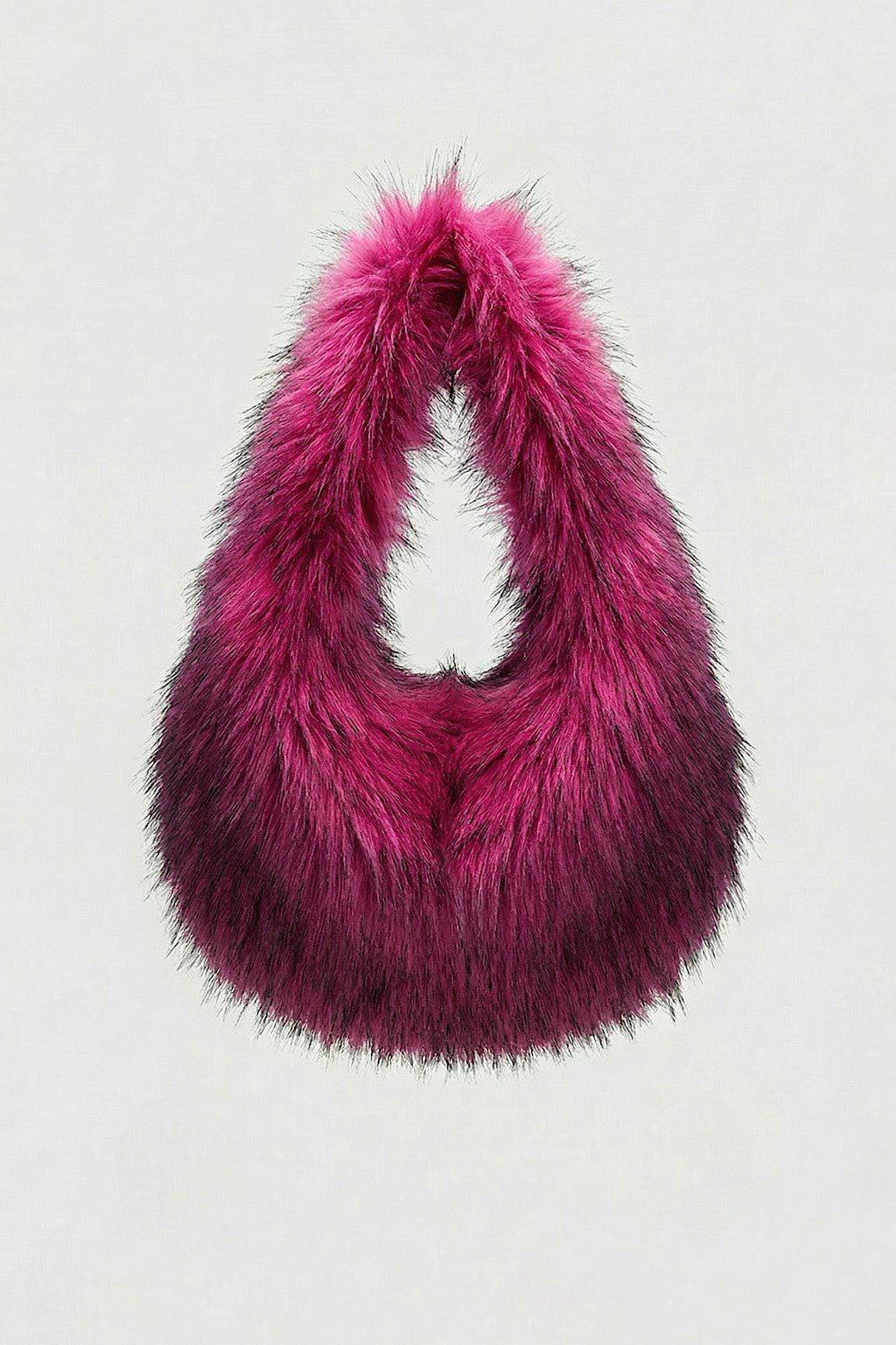 Y2K Fur Bag - magenta to black ombre faux fur shoulder bag, front view