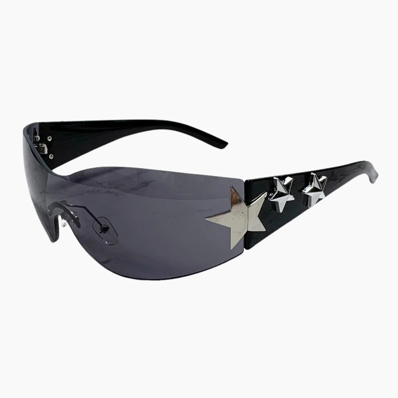 Y2K Sunglasses - blue star shaped lens sunglasses, front view