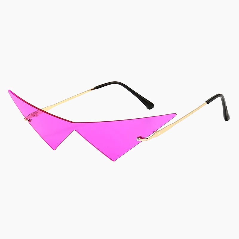 Y2K Sunglasses - magenta faceted angular shield sunglasses, front view